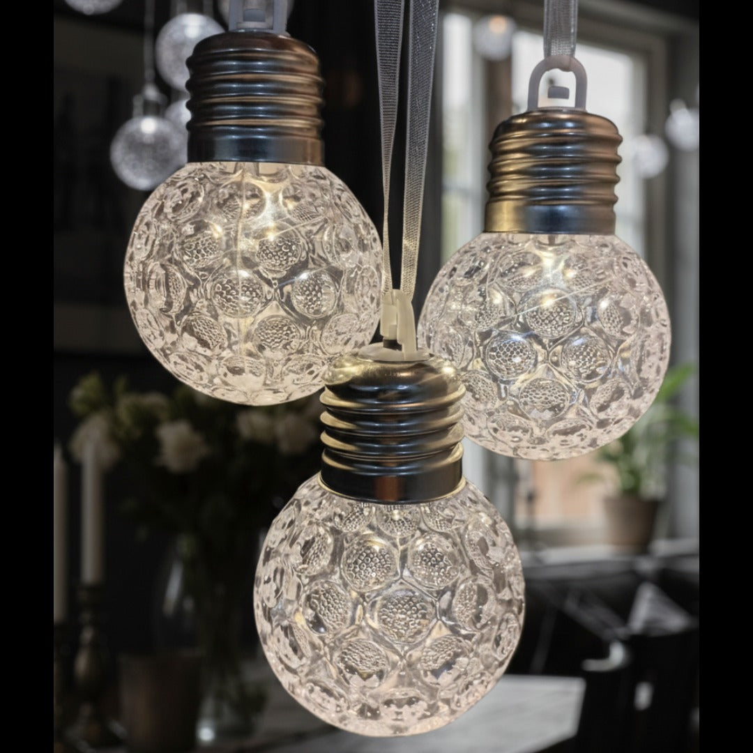 Vintage-Style Textured Glass LED Hanging Bulbs