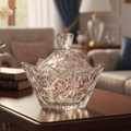 Artisan Geometric Crystal Candy Dish with Faceted Lid