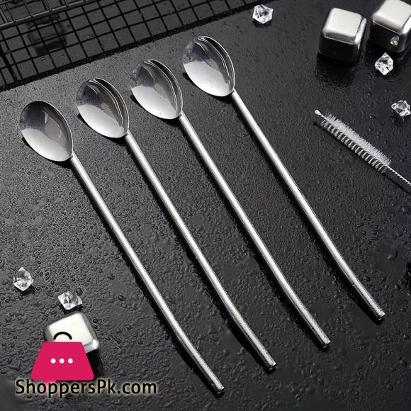 Multi-Functional Stainless Steel Straw Spoons